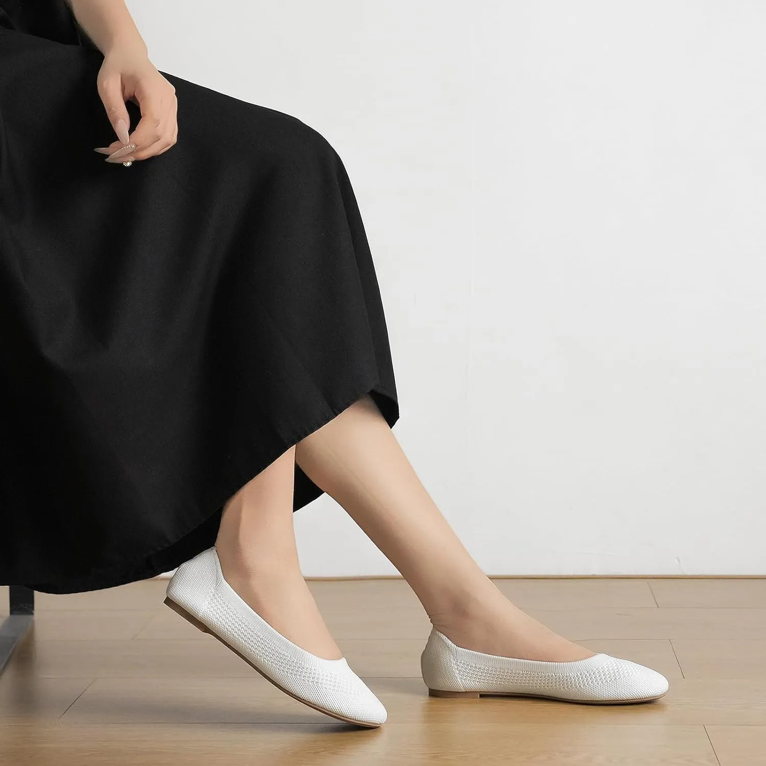Mesh Knit Ballet Flat Shoes for Women, Classic Round Toe Flats Foldable, Ladies Ballerina Walking Dress Shoes, Slip on Machine Washable Lightweight Loafers Flats