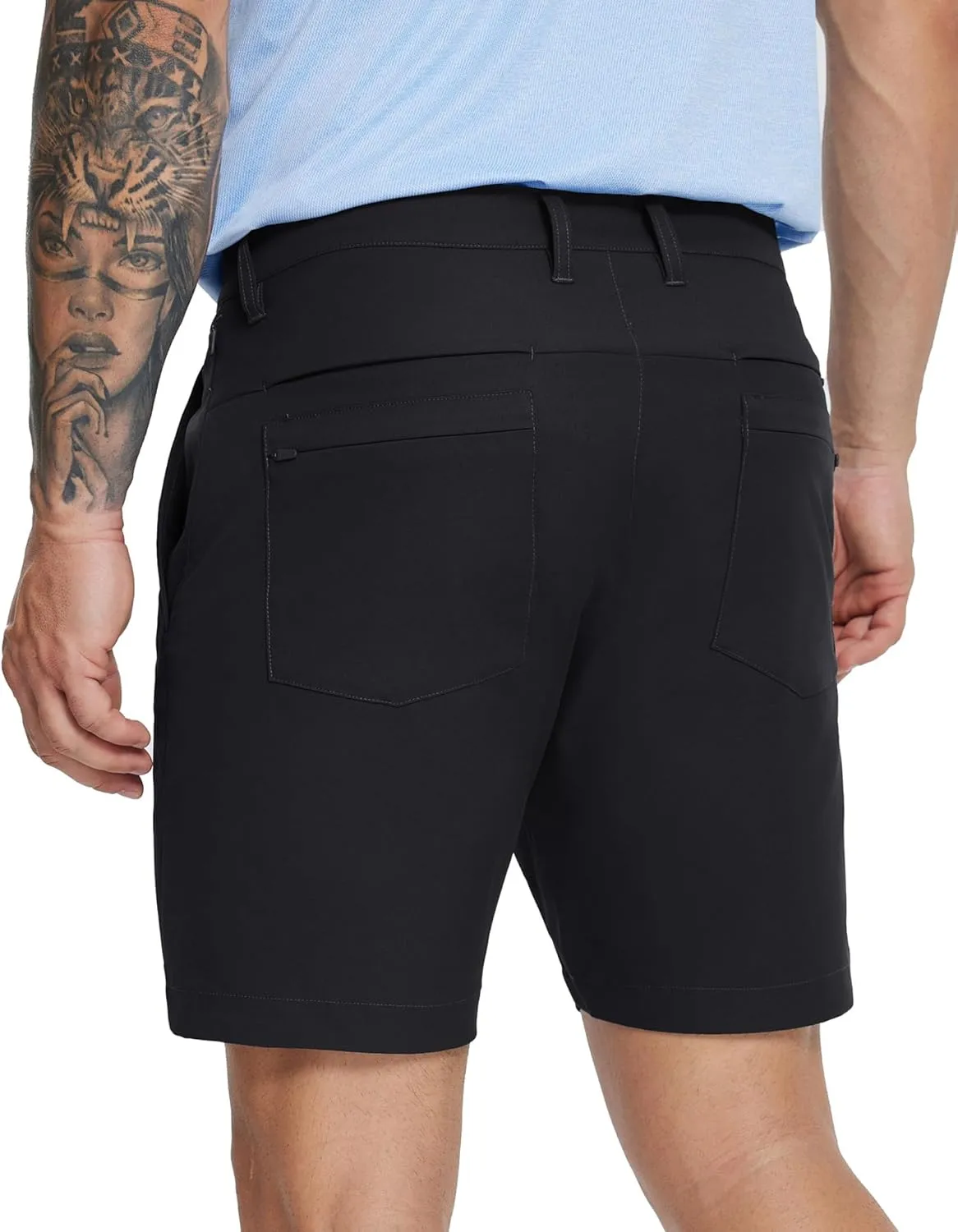 MICHEL ROUEN Golf Shorts Men 7" Solid 8 Pockets Lightweight Water-Resistant Flat Front Flex Stretch Casual Mens Dress Shorts