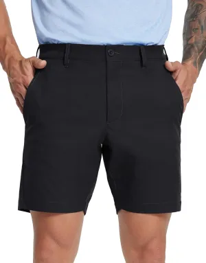 MICHEL ROUEN Golf Shorts Men 7" Solid 8 Pockets Lightweight Water-Resistant Flat Front Flex Stretch Casual Mens Dress Shorts