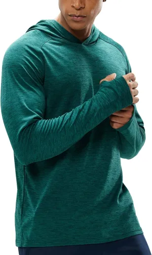 MIER Men's UPF 50  Sun Protection Hoodie Long Sleeve SPF Fishing Hiking Running Thumbhole Shirts Hooded Quick Dry Lightweight