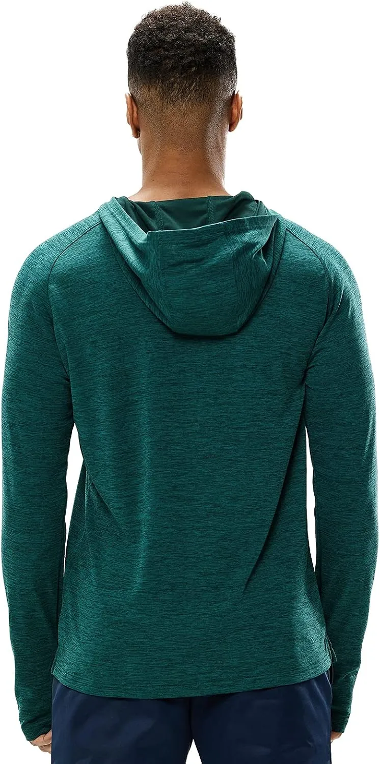 MIER Men's UPF 50  Sun Protection Hoodie Long Sleeve SPF Fishing Hiking Running Thumbhole Shirts Hooded Quick Dry Lightweight