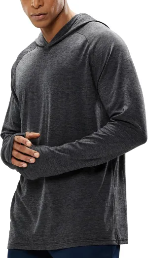 MIER Men's UPF 50  Sun Protection Hoodie Long Sleeve SPF Fishing Hiking Running Thumbhole Shirts Hooded Quick Dry Lightweight