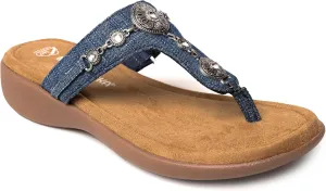 Minnetonka Brenn - Double Band Slide Sandals for Women Handcrafted with Classic Slip-On Silhouette Design, Padded Rubber Soles, and Metal Accents and Ornaments