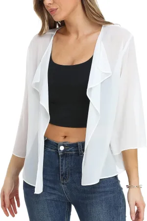 MISS MOLY Women Summer Bolero Shrug Cardigans Chiffon Loose Kimono Lightweight Shawl Cape Cover Ups