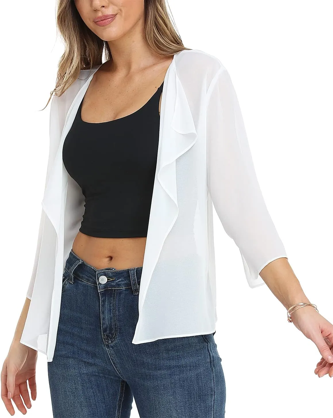 MISS MOLY Women Summer Bolero Shrug Cardigans Chiffon Loose Kimono Lightweight Shawl Cape Cover Ups