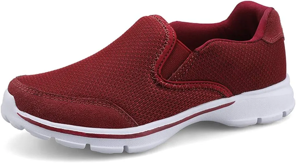 MizHome Women's Non Slip Athletic Walking Shoes Breathable Mesh Slip-on Sneakers