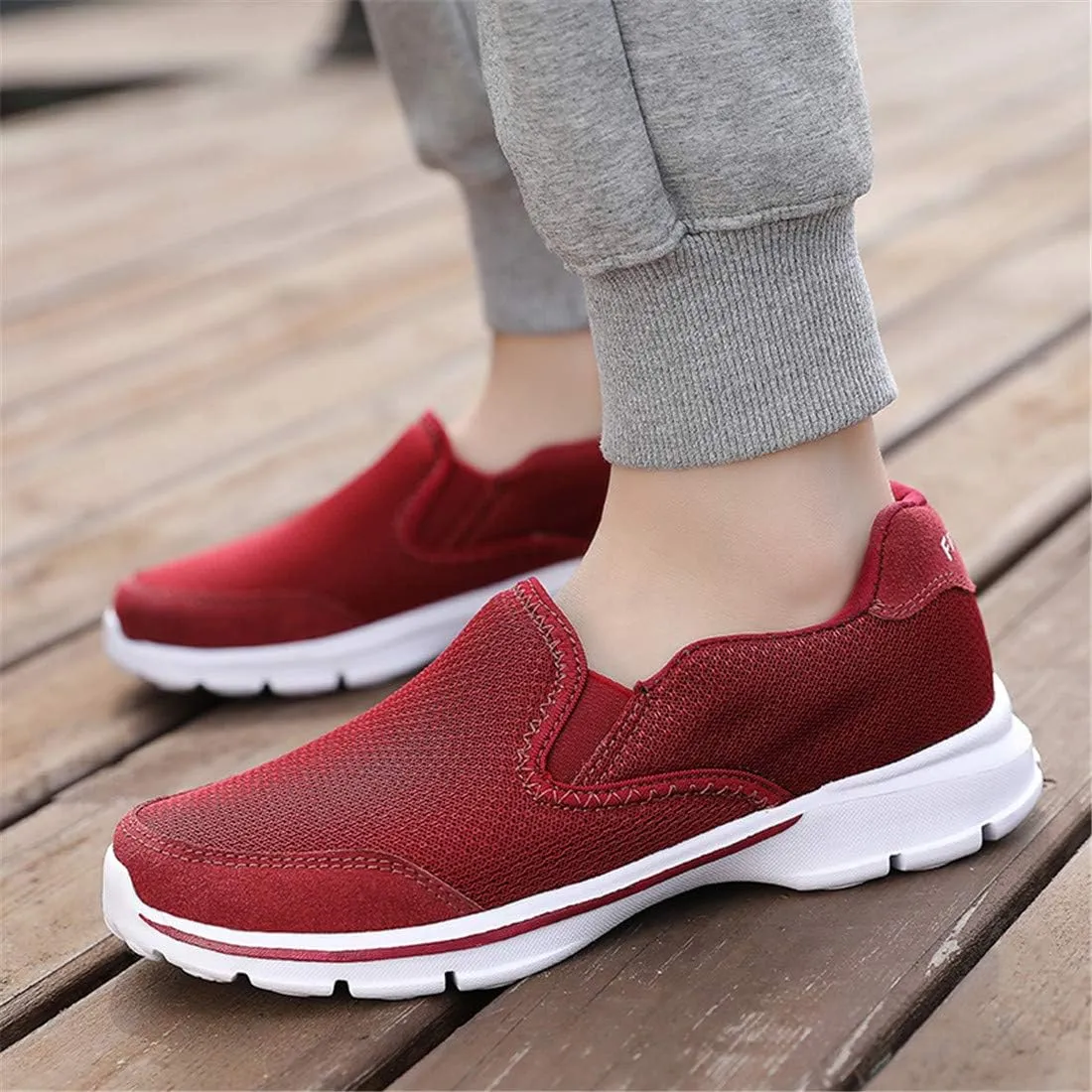 MizHome Women's Non Slip Athletic Walking Shoes Breathable Mesh Slip-on Sneakers