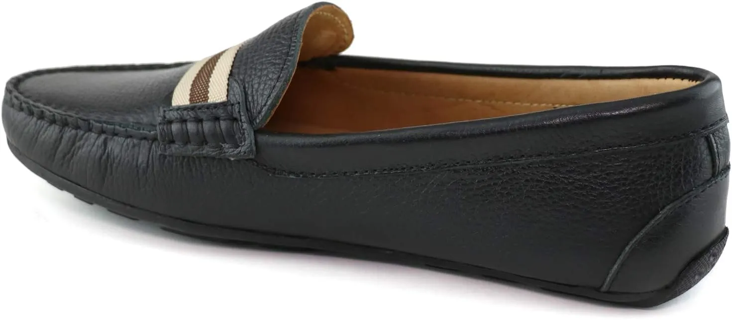 MJNY Womens Casual Comfortable Genuine Leather Lightweight Driving Moccasins Classic Fashion Webstrap Slip On Ladies Driving Loafer Flat Shoes