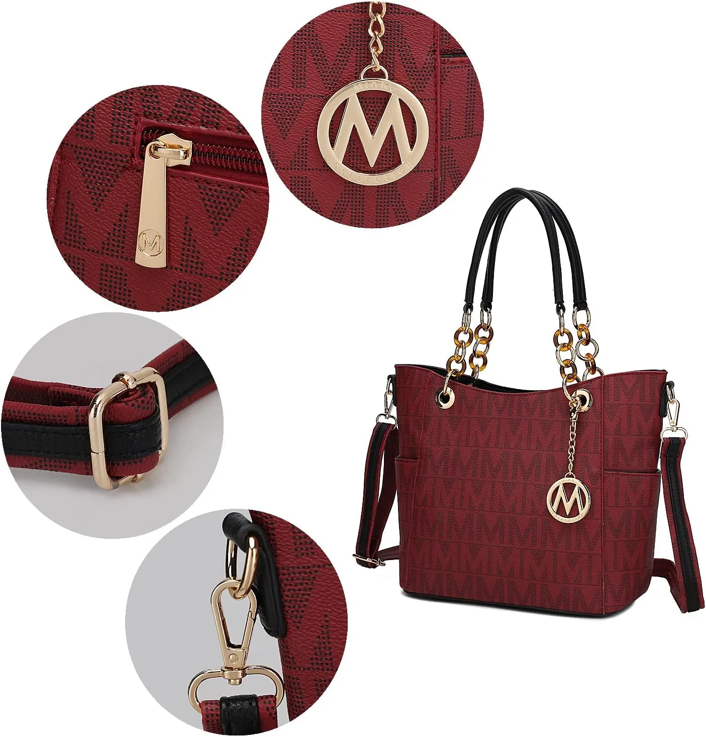 MKF Collection Shoulder Bag for Women, PU Leather Pocketbook Top-Handle Crossbody Purse Tote Satchel Handbag