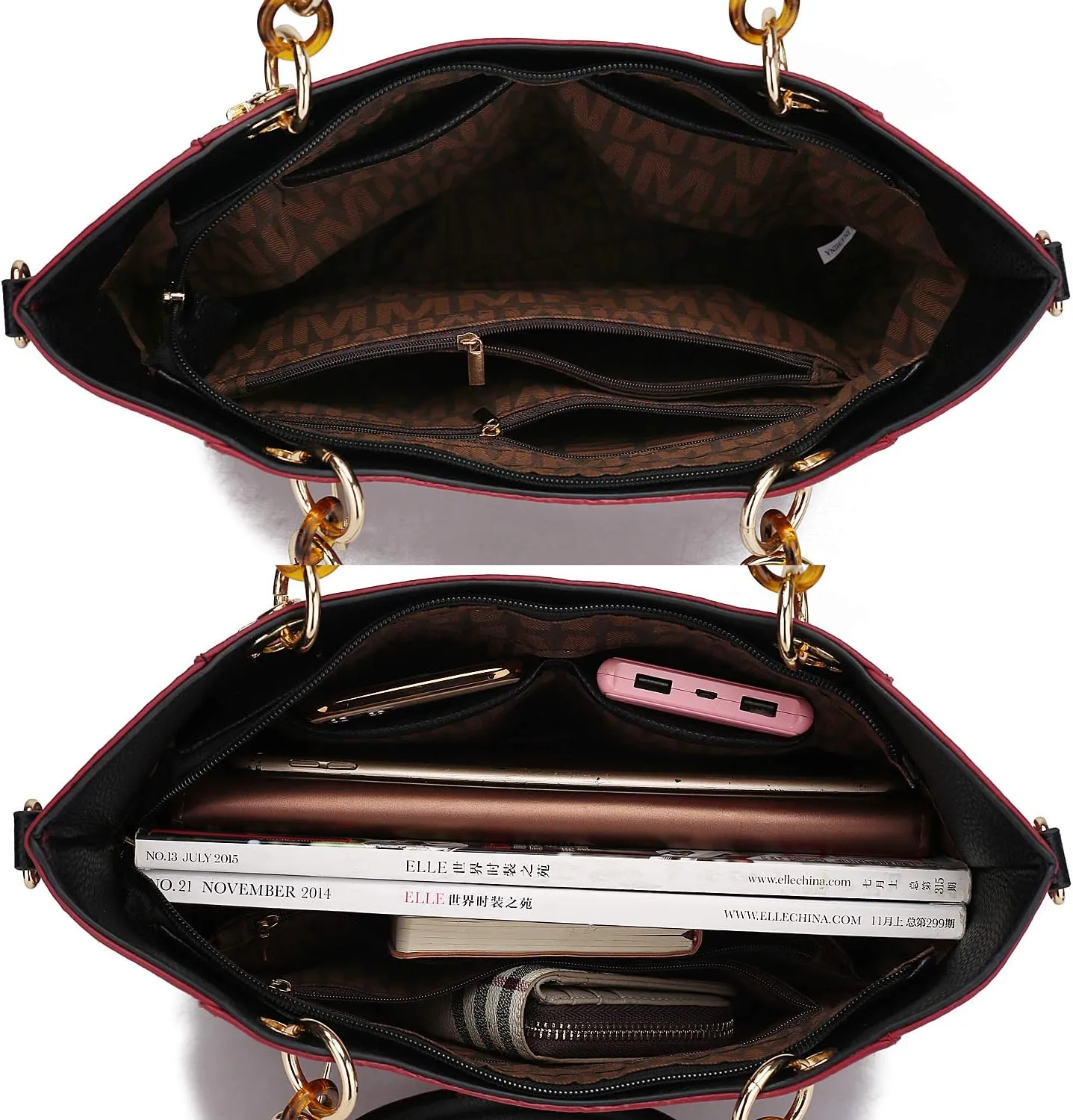 MKF Collection Shoulder Bag for Women, PU Leather Pocketbook Top-Handle Crossbody Purse Tote Satchel Handbag