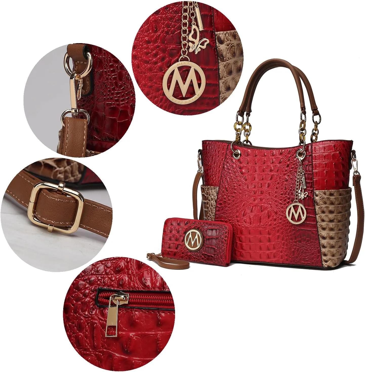 MKF Collection Tote Bag for Women, Handbag Set with Wallet-Top-Handle- Vegan Leather Purse