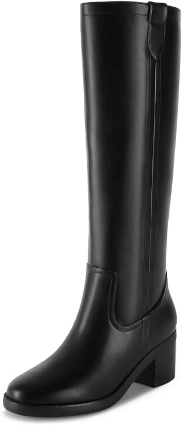 Modatope Knee High Boots Women Chunky Tall Long Boots for Women with Low Heel, Round Toe, Side Zipper Design