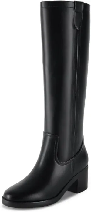 Modatope Knee High Boots Women Chunky Tall Long Boots for Women with Low Heel, Round Toe, Side Zipper Design