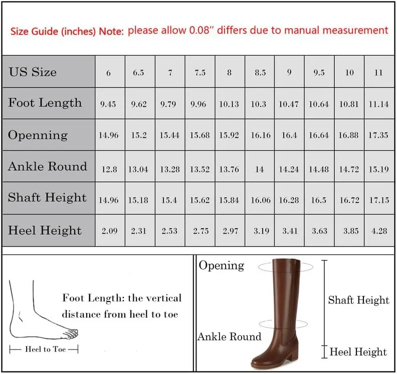 Modatope Knee High Boots Women Chunky Tall Long Boots for Women with Low Heel, Round Toe, Side Zipper Design