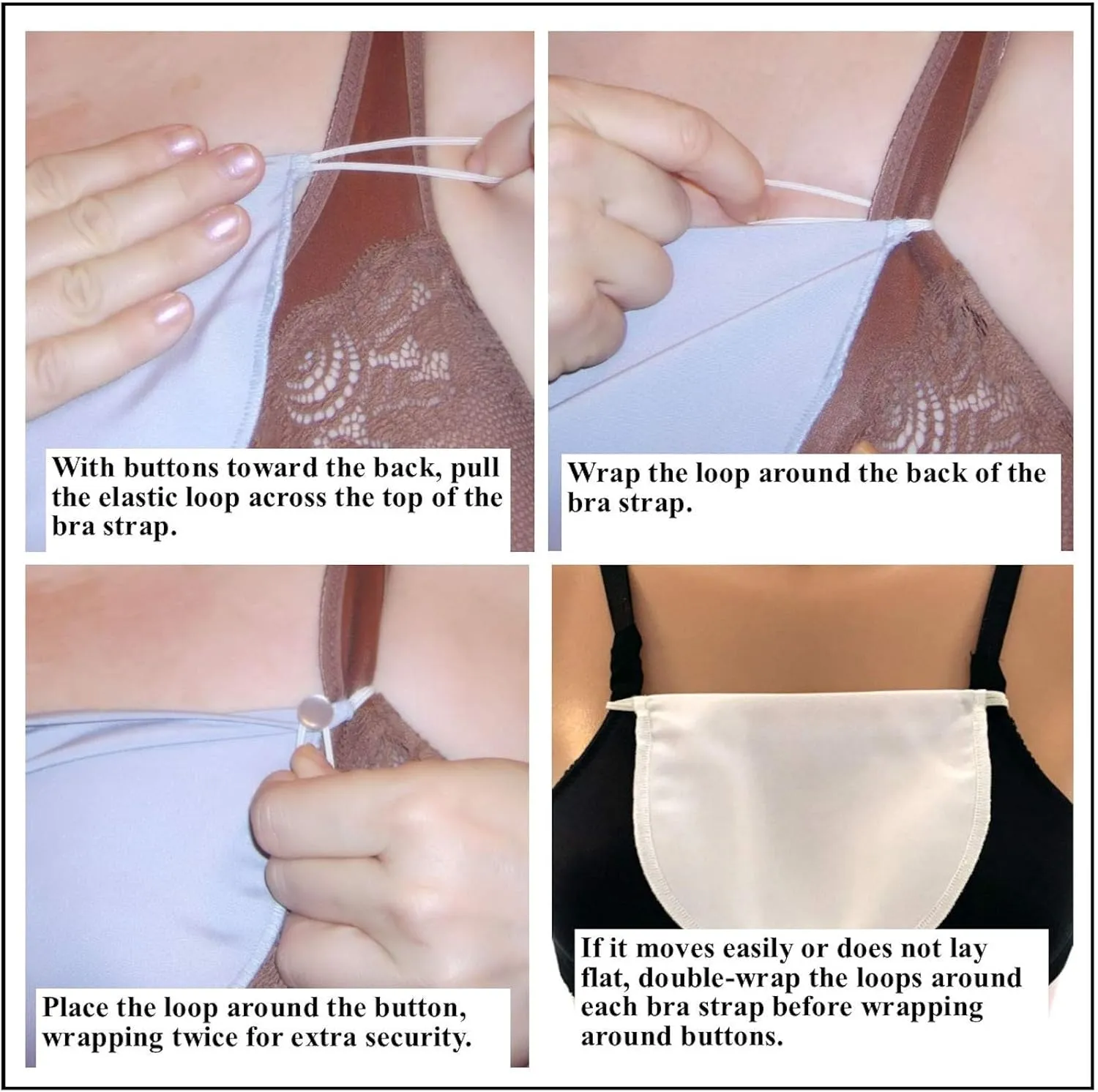 Modesty Panel Cleavage Cover Soft Lace on Silky Poly 5 Sizes