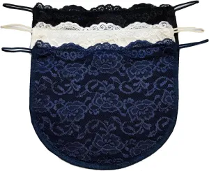 Modesty Panel Cleavage Cover Soft Lace on Silky Poly 5 Sizes