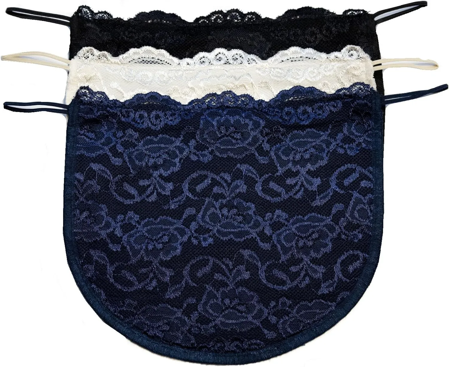 Modesty Panel Cleavage Cover Soft Lace on Silky Poly 5 Sizes