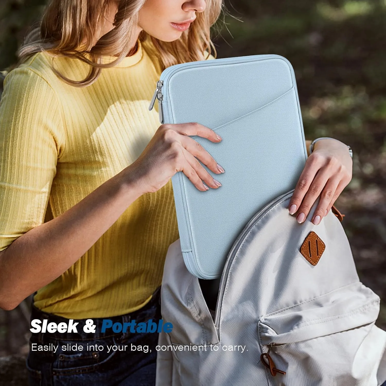 MoKo 9-11 Inch Tablet Sleeve Case, Fits 11inch iPad Air M3, iPad A16 2025, Pro 11 M4, iPad 10/9/8/7th, Galaxy Tab S9/S8/A8/A7, Protective Bag Carrying Case with Pocket, Misty Blue