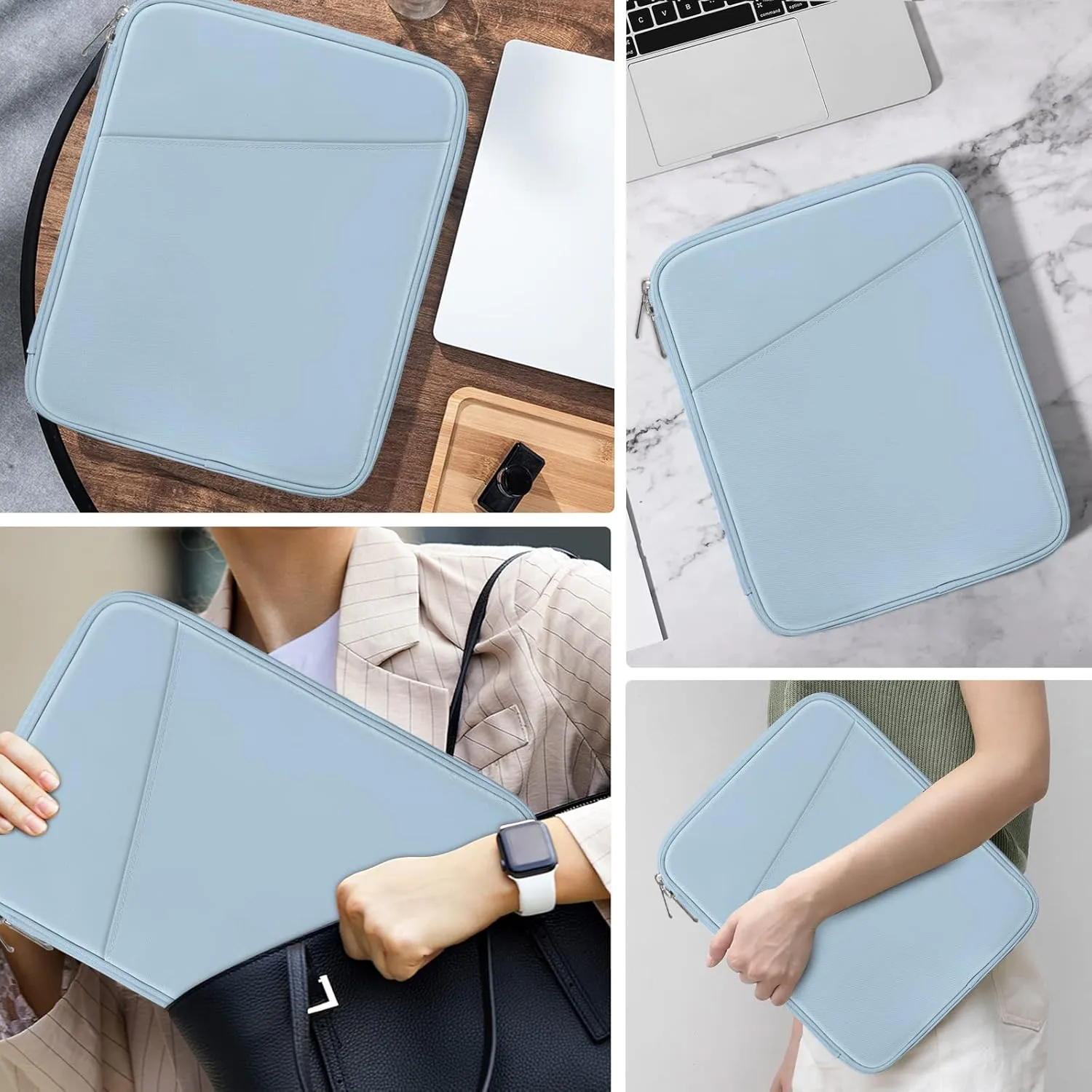 MoKo 9-11 Inch Tablet Sleeve Case, Fits 11inch iPad Air M3, iPad A16 2025, Pro 11 M4, iPad 10/9/8/7th, Galaxy Tab S9/S8/A8/A7, Protective Bag Carrying Case with Pocket, Misty Blue