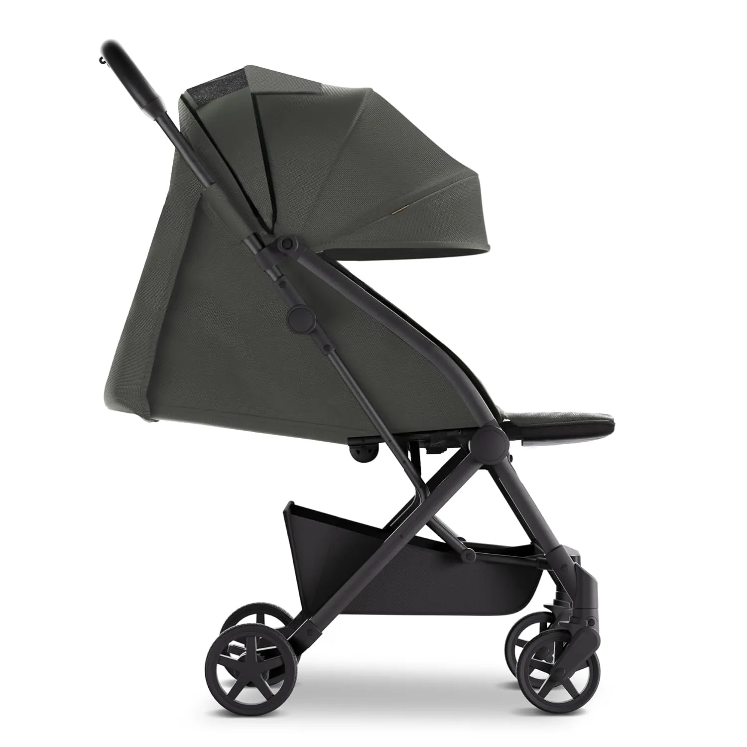 Mompush Lithe V2 Lightweight Stroller with Snack Tray, Ultra-Compact Fold & Airplane Ready Travel Stroller, Near Flat Recline Seat, Cup Holder, Raincover & Travelbag Included