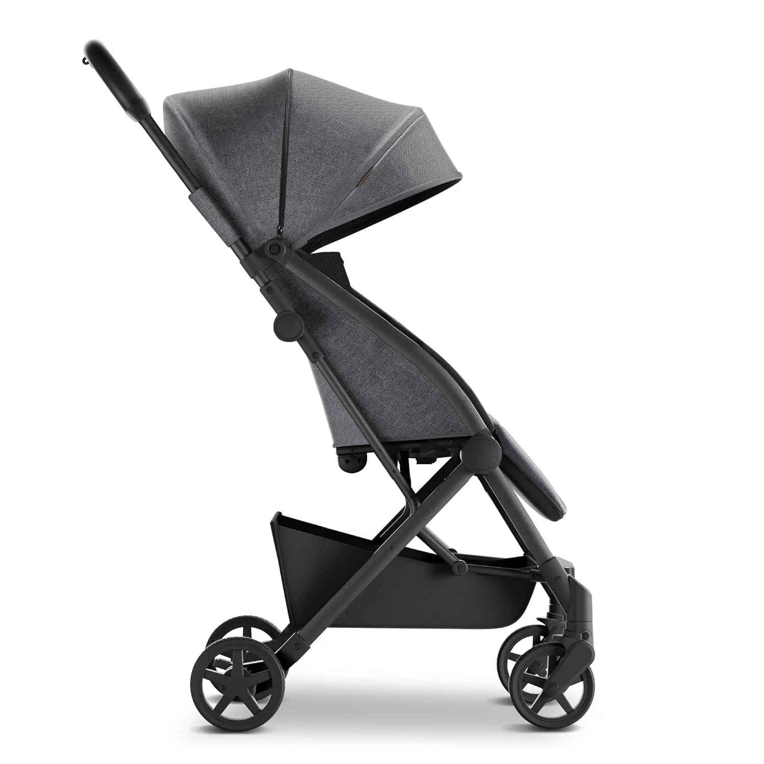 Mompush Lithe V2 Lightweight Stroller with Snack Tray, Ultra-Compact Fold & Airplane Ready Travel Stroller, Near Flat Recline Seat, Cup Holder, Raincover & Travelbag Included
