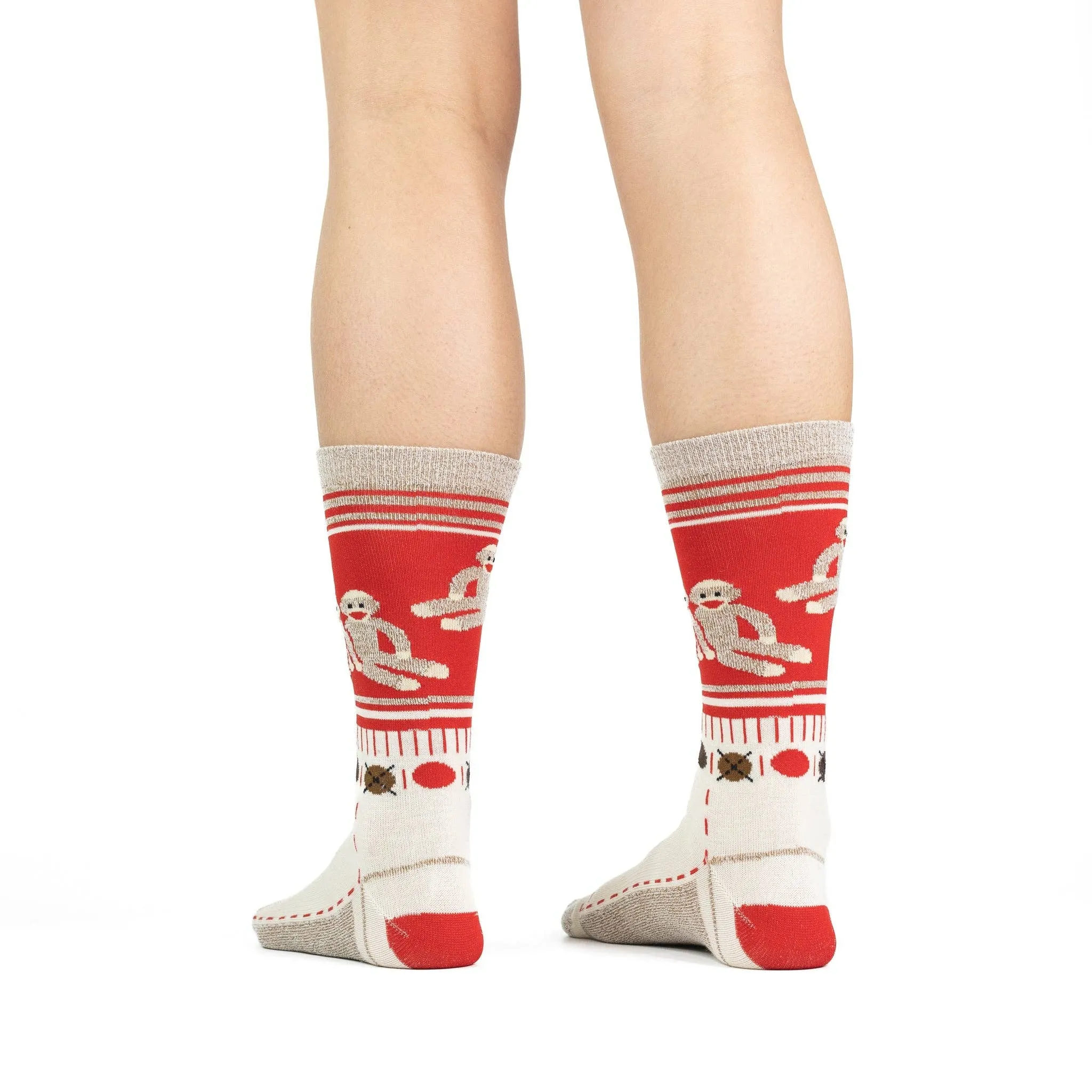 Monkey Friends Ultra-Lightweight Crew: Red / Small