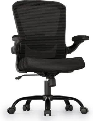 Monomi Office Chair, Ergonomic Desk Chair with Adjustable High Back Lumbar Support and Flip up Armrest, Breathable Mesh Comfy Task Computer Chair for Home Office, Black