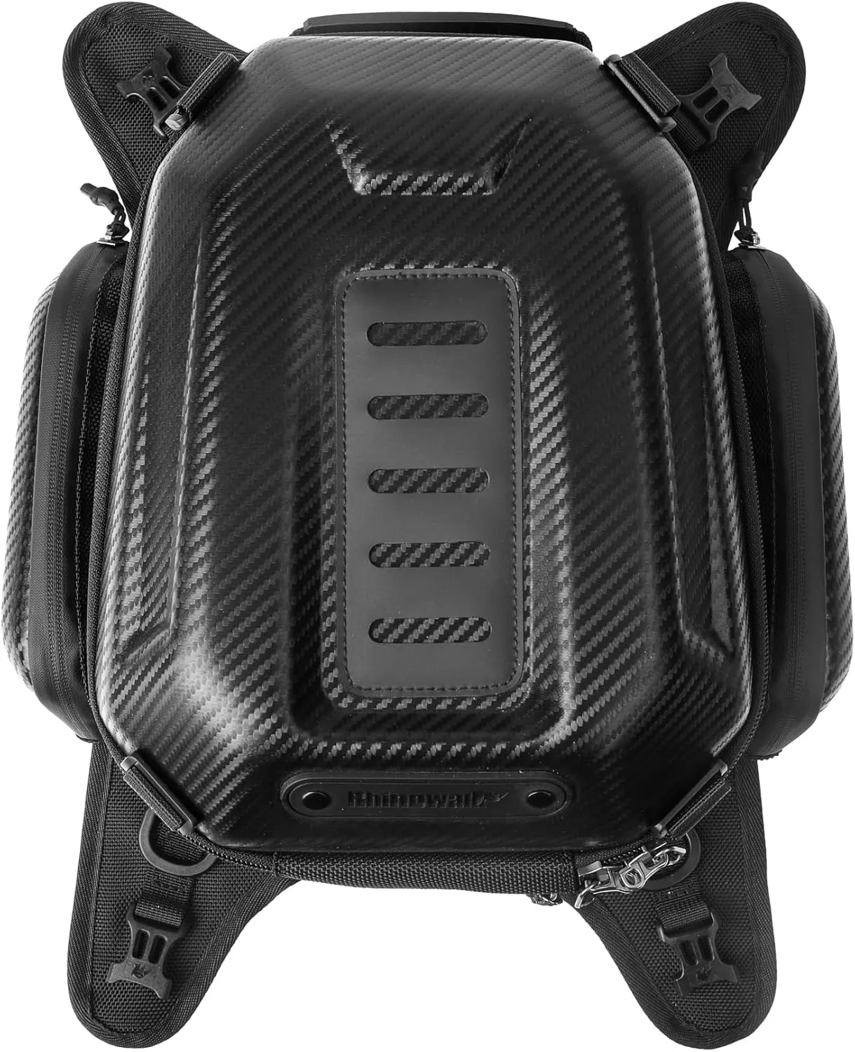 Motorcycle Tank Bag Waterproof Backpack Hard-shell Expandable Motorcycle Bags 15-18L Carbon Fiber Black