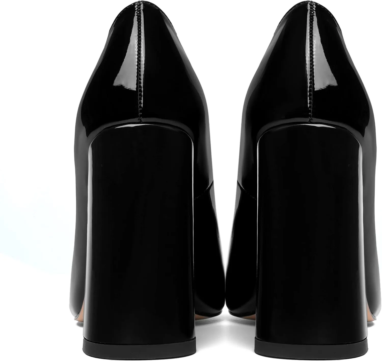 MOVINSTEPS Womens Party Slip On Dress Patent Pointed Toe Chunky High Heel Pumps Shoes 4 Inch