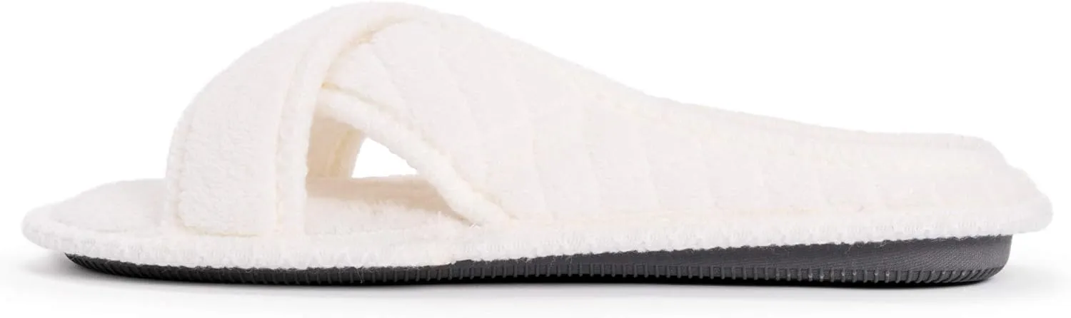 MUK LUKS Women's Ada Chenille Crossband Slippers-Daisy White