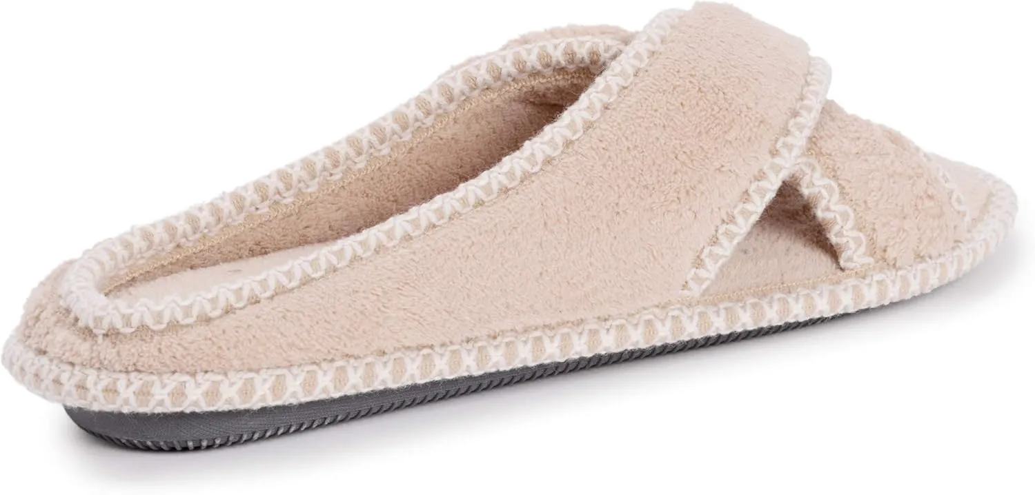 MUK LUKS Women's Ada Chenille Crossband Slippers-Daisy White