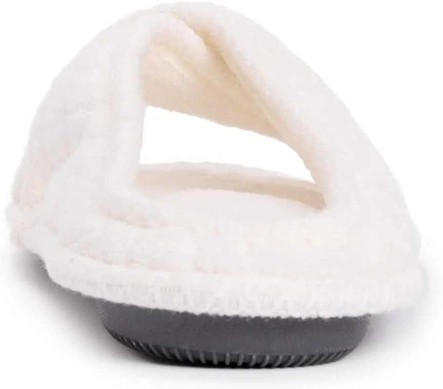MUK LUKS Women's Ada Chenille Crossband Slippers-Daisy White