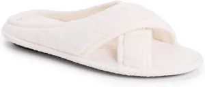 MUK LUKS Women's Ada Chenille Crossband Slippers-Daisy White