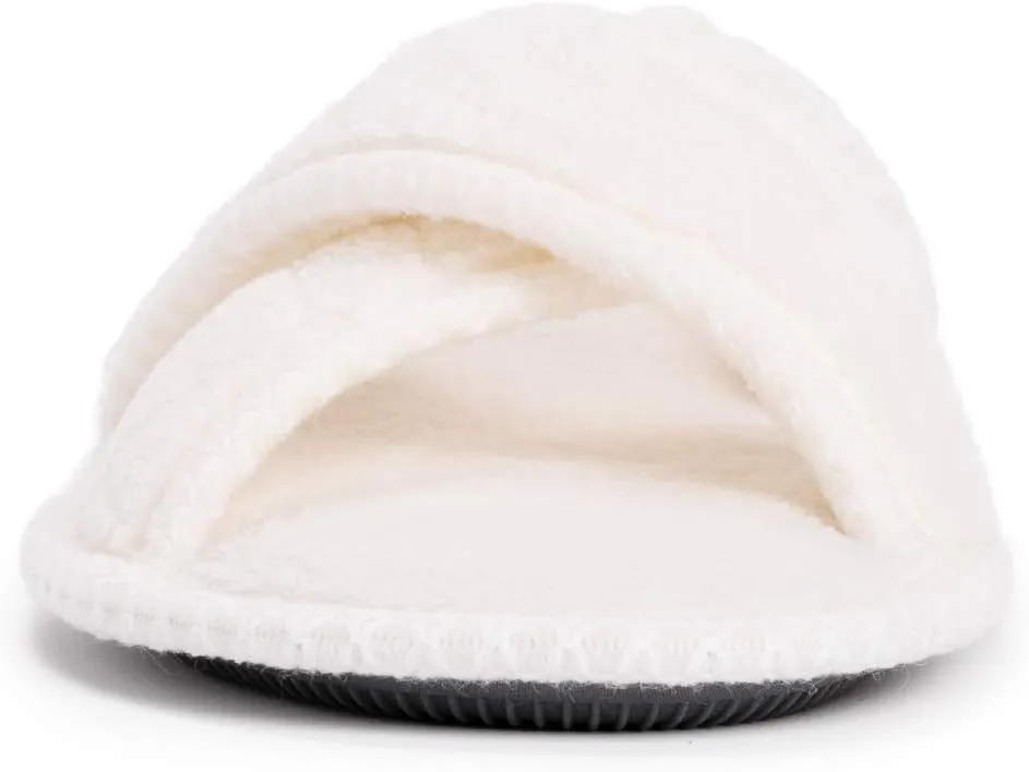 MUK LUKS Women's Ada Chenille Crossband Slippers-Daisy White