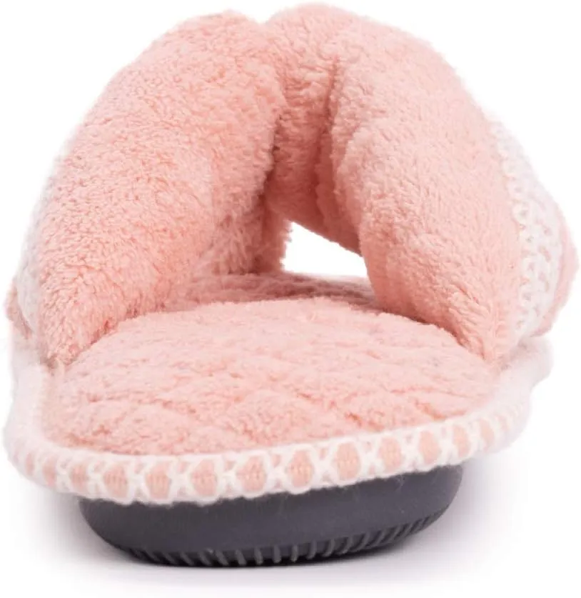 MUK LUKS Women's Darlene Micro Chenille Thong Slippers-Rosegold