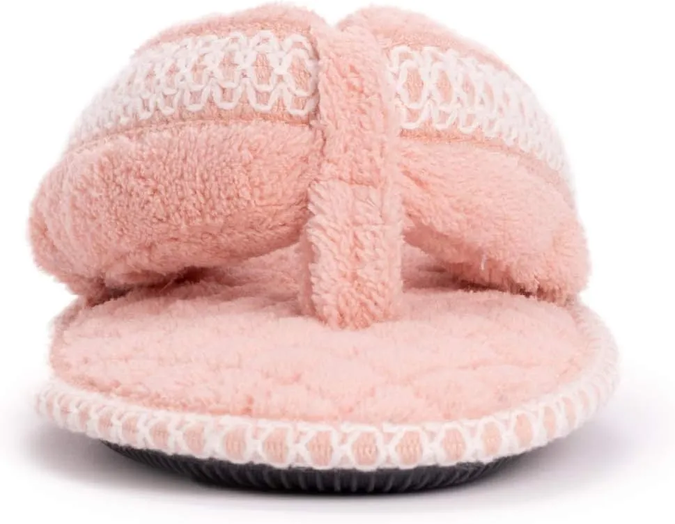 MUK LUKS Women's Darlene Micro Chenille Thong Slippers-Rosegold