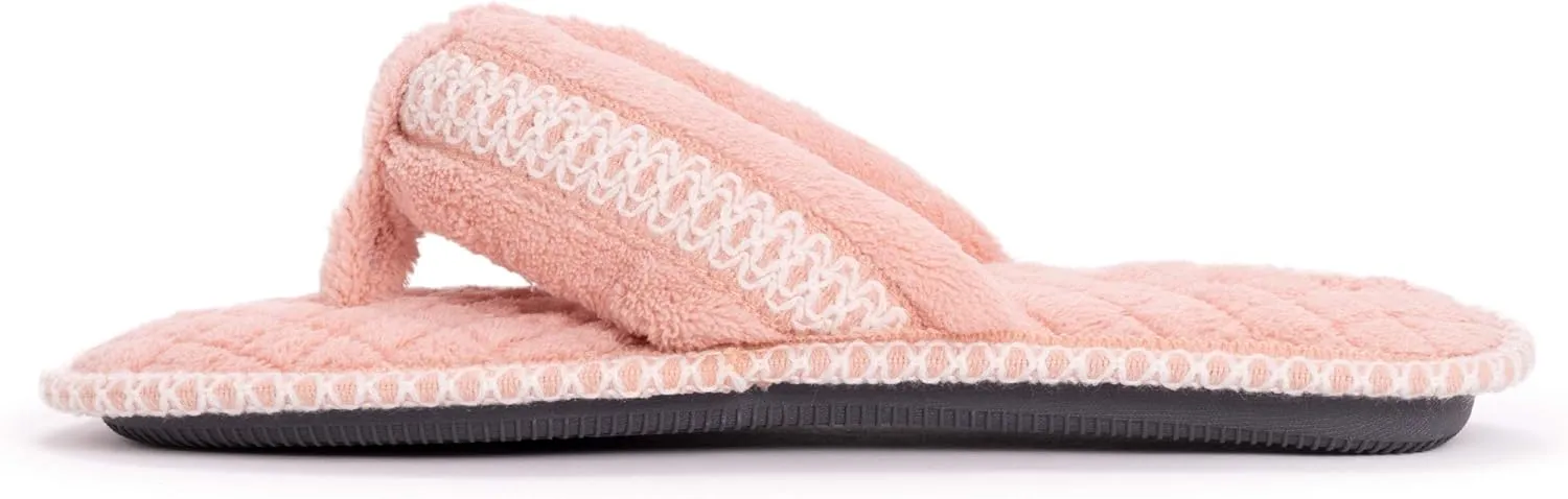 MUK LUKS Women's Darlene Micro Chenille Thong Slippers-Rosegold