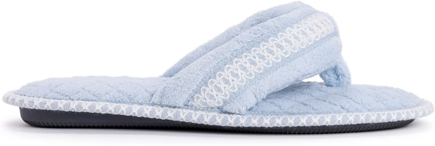 MUK LUKS Women's Darlene Micro Chenille Thong Slippers-Rosegold
