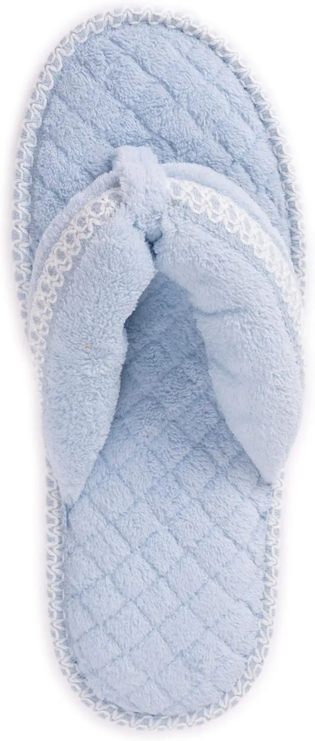 MUK LUKS Women's Darlene Micro Chenille Thong Slippers-Rosegold