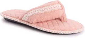 MUK LUKS Women's Darlene Micro Chenille Thong Slippers-Rosegold