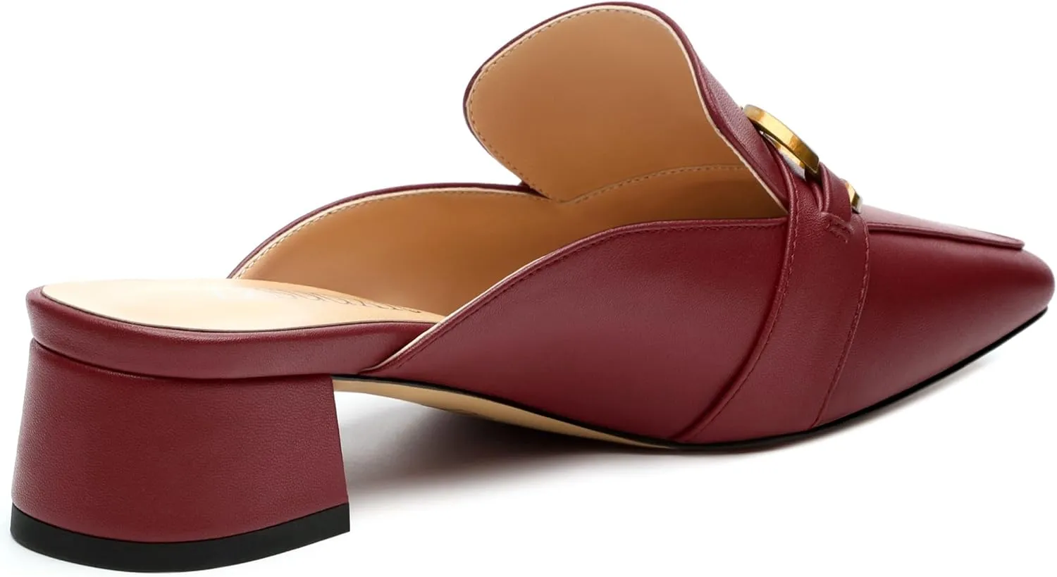 Mules Shoes for Women, Women's Chunky Mules Square Toe Slip on Comfortable Dress Casual Low Heel Metal Buckle Backless Slides Loafer Shoes 1.4 Inch