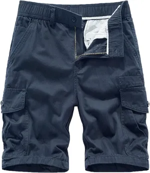 Muscularfit Mens Lightweight Shorts Summer Waist-Relaxer Drawstring Cargo Shorts with Pockets Flat-Front Cotton Linen Shorts