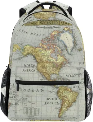 Nander Backpack Travel World Map Painting School Bookbags Shoulder Laptop Daypack College Bag for Womens Mens Boys Girls