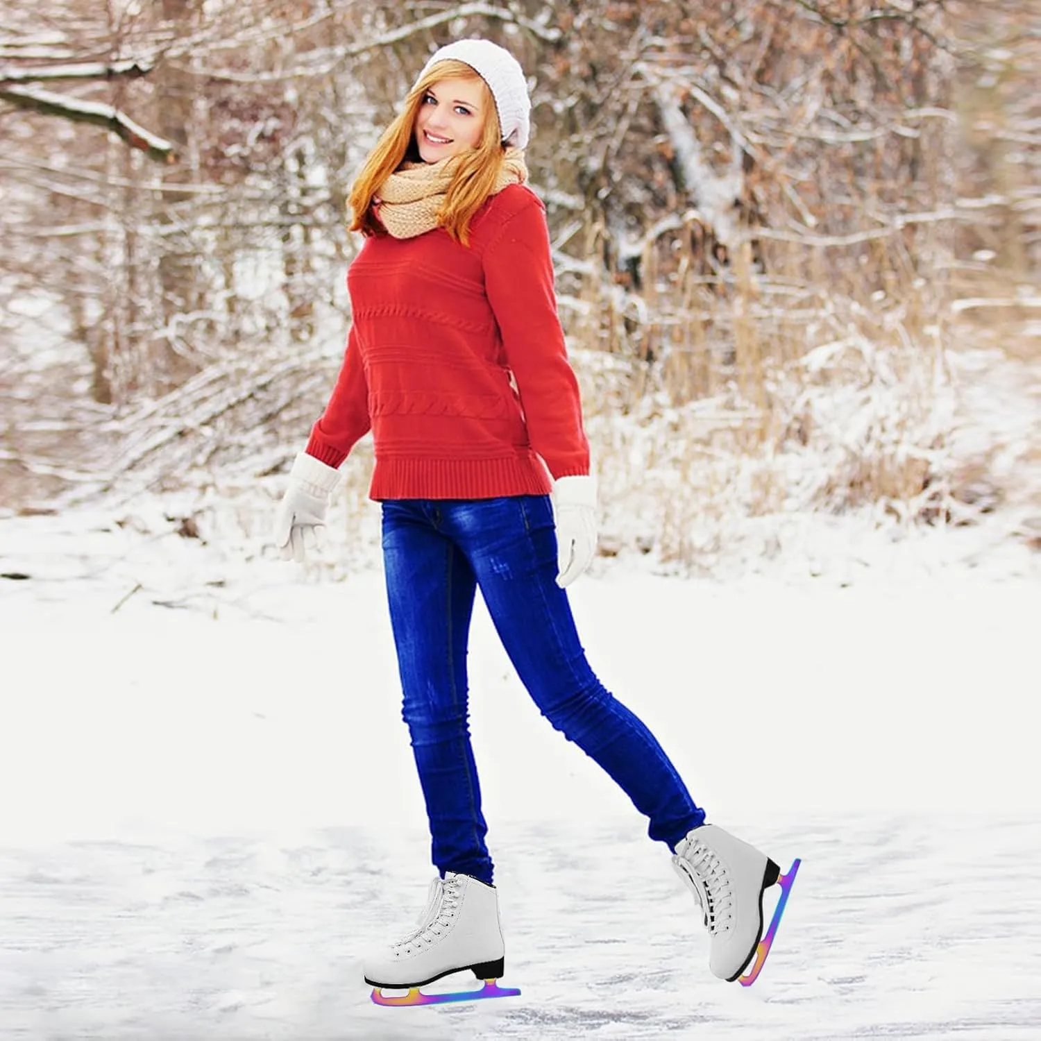 Nattork Figure Skates Excellence Stainless Steel Blades Ice Figure Skating with Enhanced Support Strength Performance and Ultimate Comfort for Youth and Adult