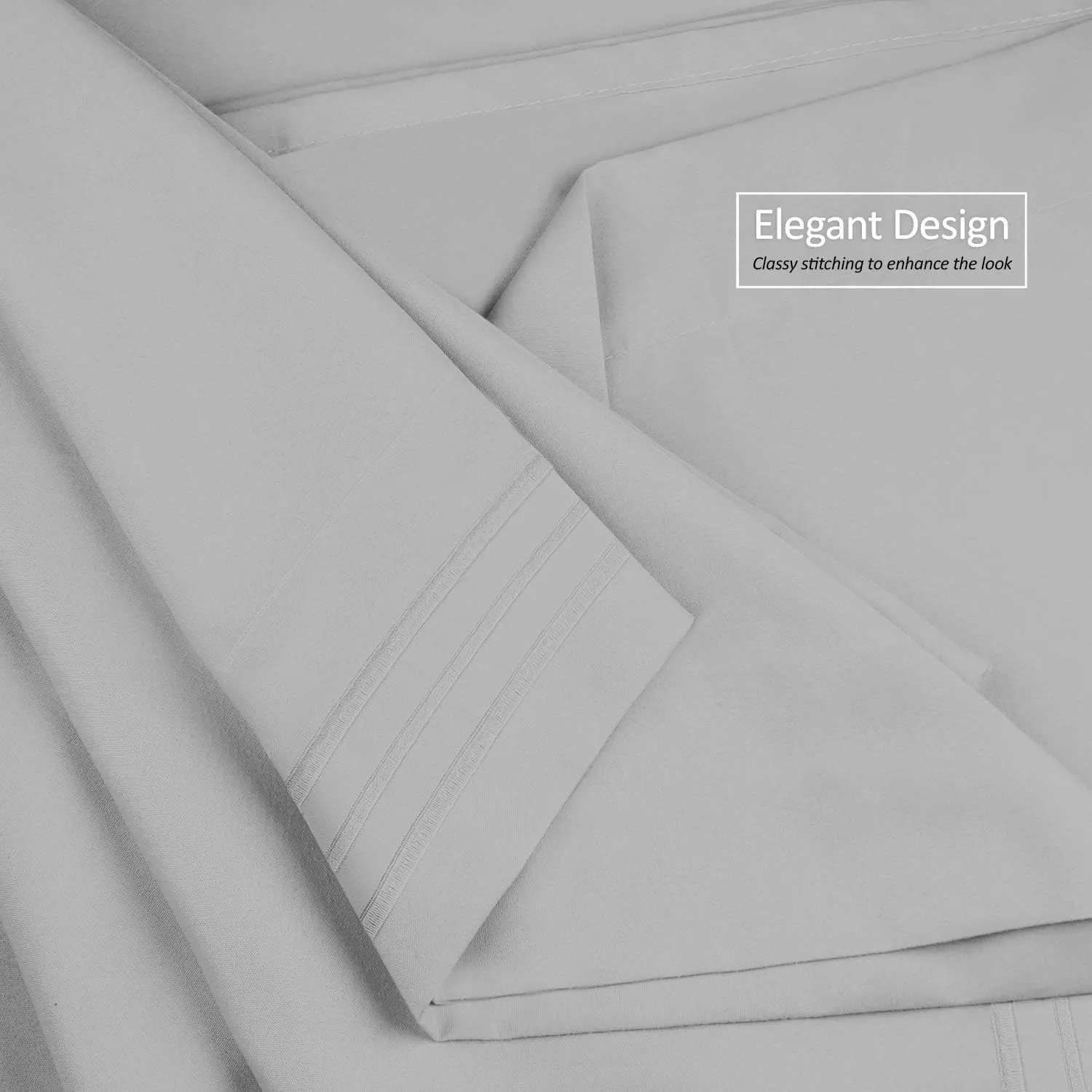 Nestl King Sheet Set - 6 PC Soft Microfiber Deep Pocket King Size Sheets Set - Shrinkage and Fade Resistant Bedding Sheets & Pillowcases - King, Silver Light Gray