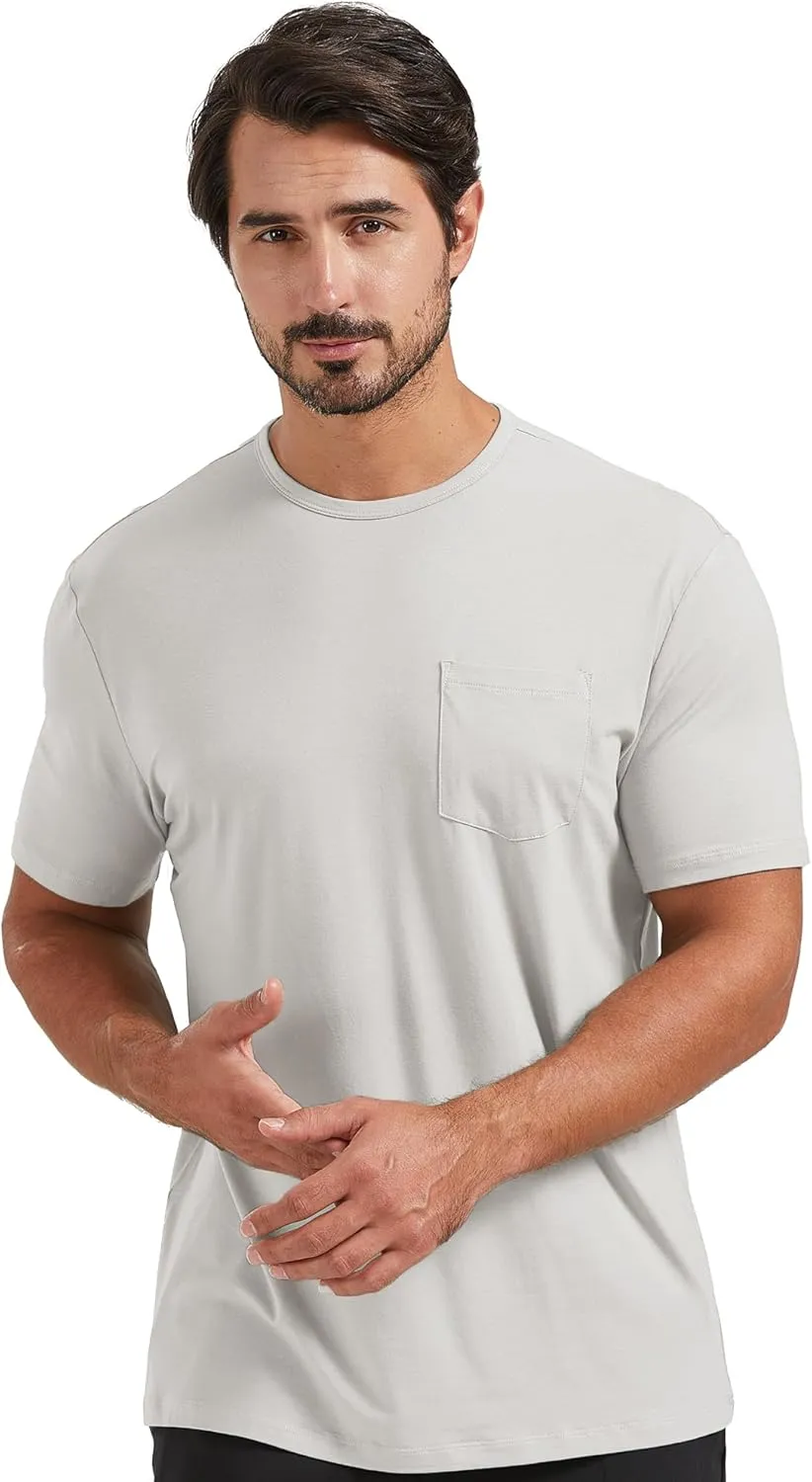 netdraw Men's Ultra Soft Bamboo Viscose Pocket T-Shirt Classic Fit Lightweight Cooling Short Sleeve Casual Basic Shirt