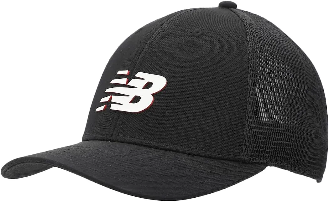 New Balance Adult Unisex 6 Panel Lightweight Adjustable Stretch Running Workout Trucker Hat