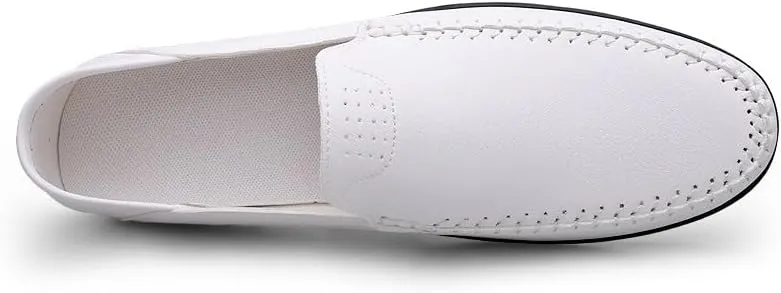 New Loafers for Men Solid Color Vegan Leather Manual Stitching Flat Heel Lightweight Comfortable Walking Slip On