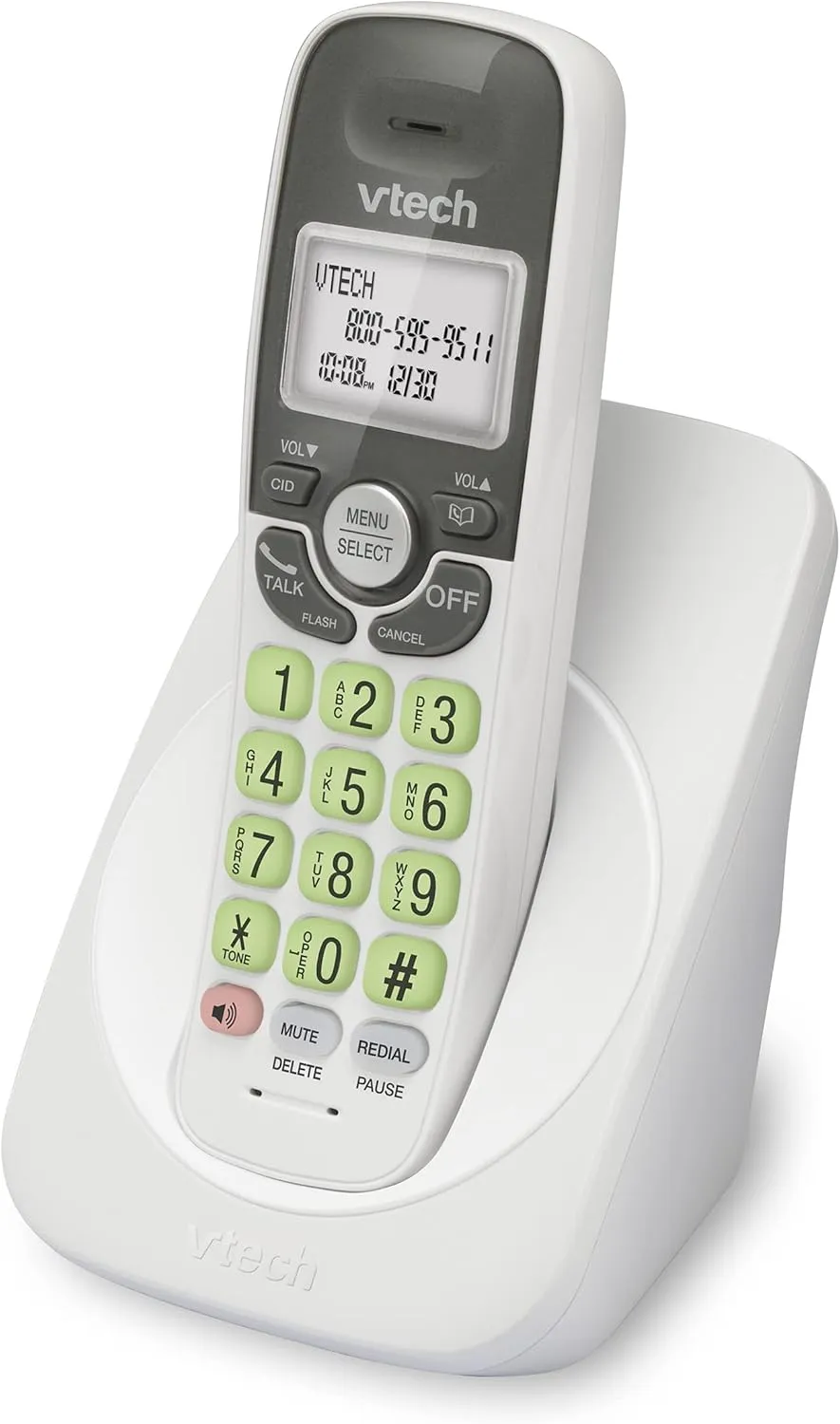 [New] VTech VG131 DECT 6.0 Cordless Phone - Bluetooth Connection, Blue-White Display, Big Buttons, Full Duplex Speakerphone, Caller ID,Easy Wall Mount, 1000ft Range (White/Grey)