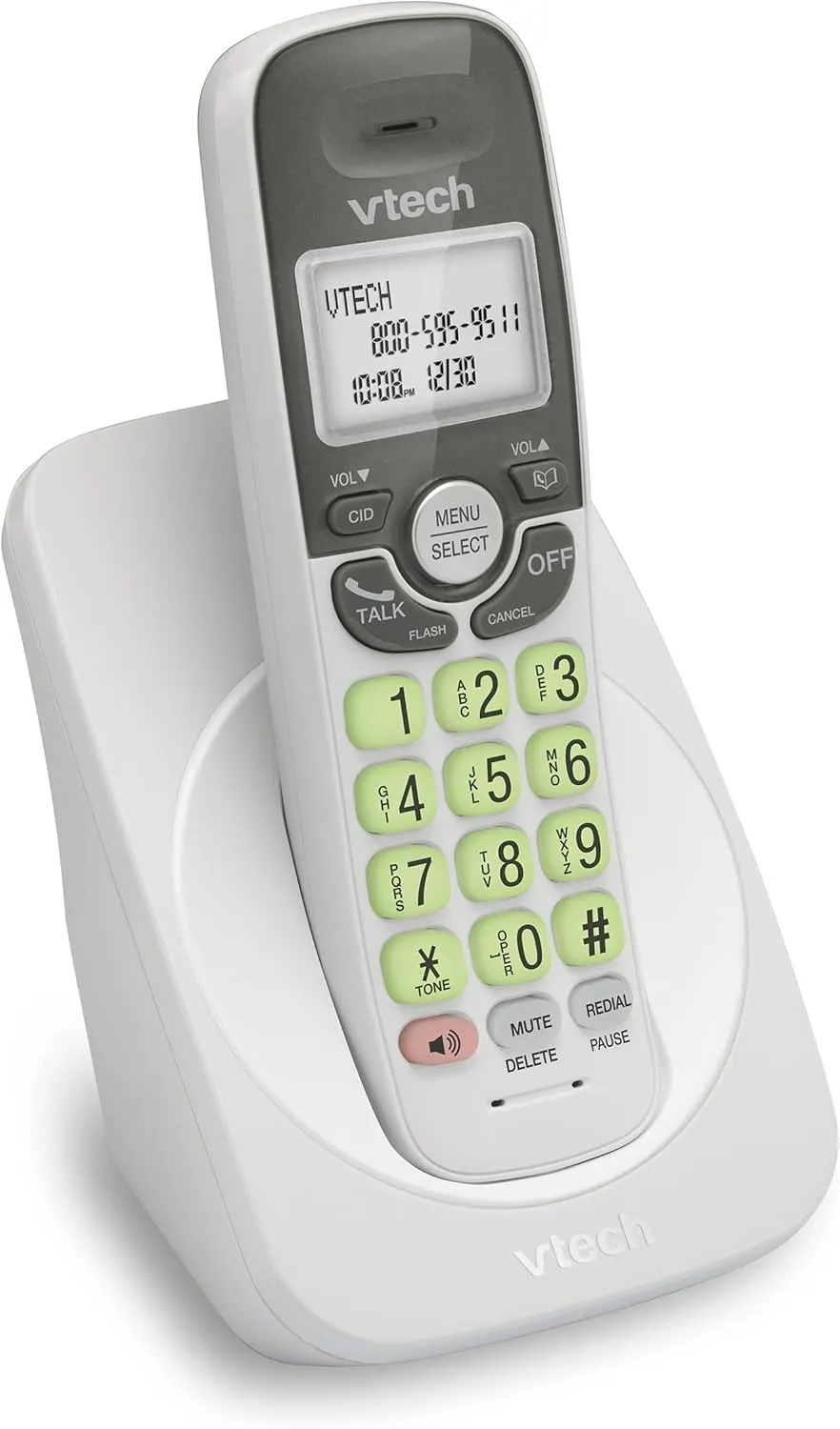 [New] VTech VG131 DECT 6.0 Cordless Phone - Bluetooth Connection, Blue-White Display, Big Buttons, Full Duplex Speakerphone, Caller ID,Easy Wall Mount, 1000ft Range (White/Grey)